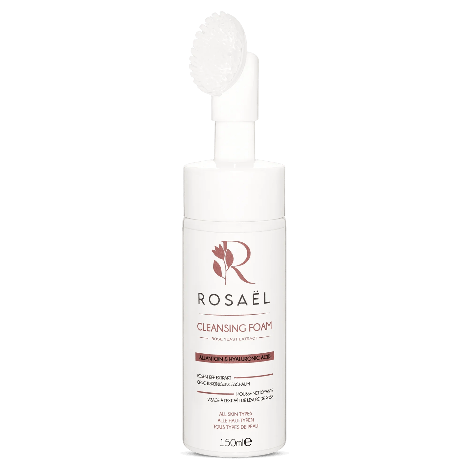 Rosaël Reinigungsschaum mit Damaszener Rose und Silikonbürste, 150 ml
